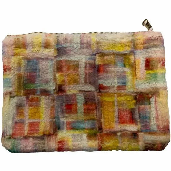 Anthropologie Blake Sherpa Geometric Zip Clutch Pouch Handbag NEW - Picture 5 of 7